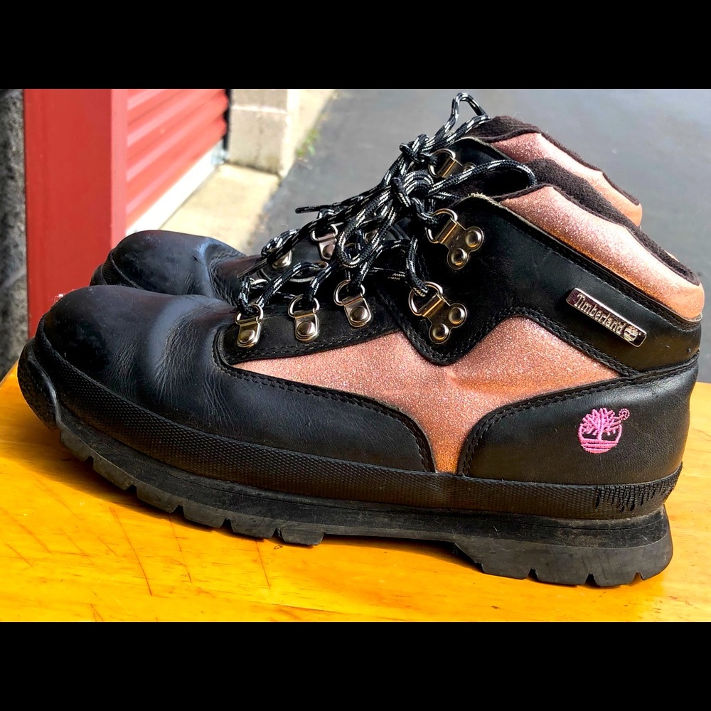 Timberland Black And Pink Lace Up Trail Hiking Work Boots Size 6